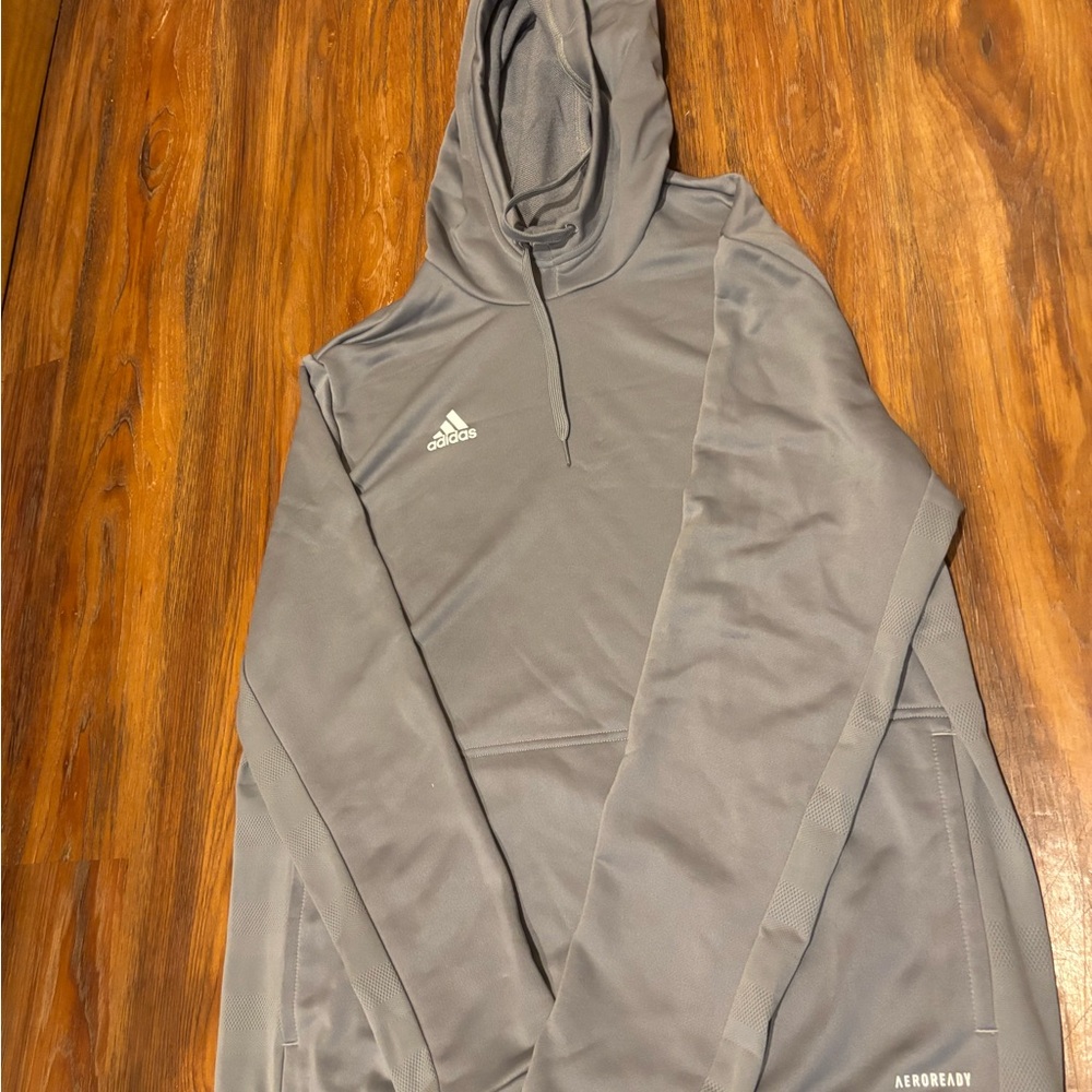 Adidas Gray Performance Jacket with Hood and Moisture-Wicking Material